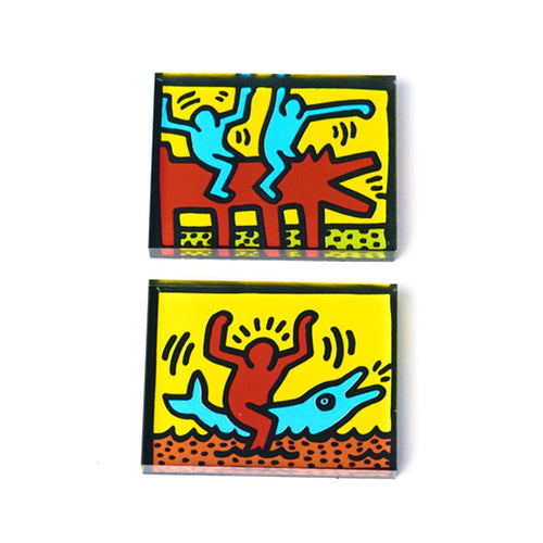 PINTRILL - Keith Haring - Dolphin Ride Magnet Set - Main Image