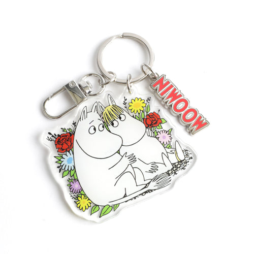 PINTRILL - Moomintroll & Snork Flowers Acrylic Keyclip - Main Image