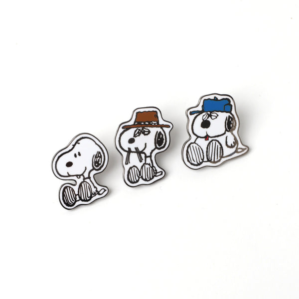 PEANUTS & ミニオン ピンバッジセット Snoopybrotherpinset_offcard_gr