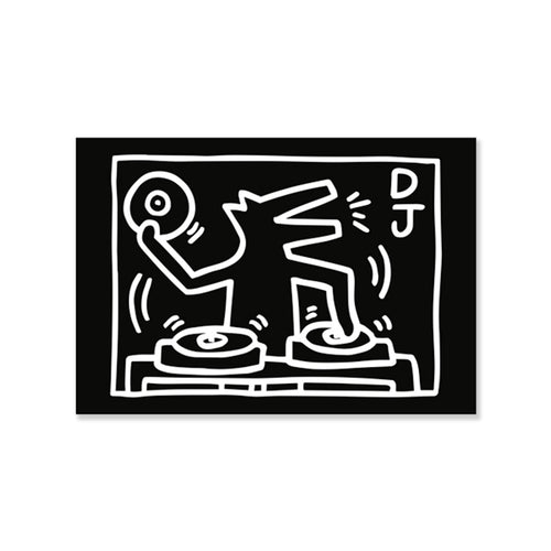 PINTRILL - Black / White DJ Dog Magnet Rectangle - Main Image