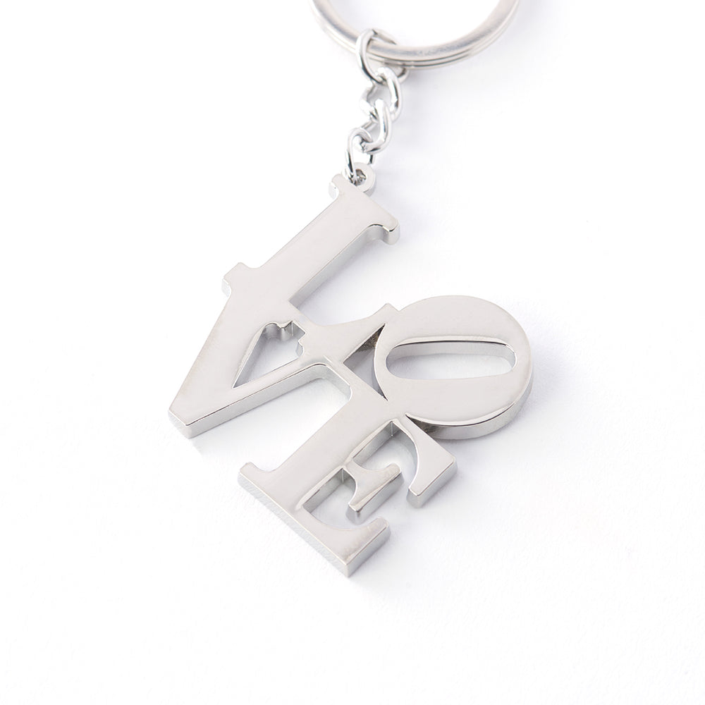 JewelryEveryday Large Key and Heart Lock Keychain Set Silver / No Customization