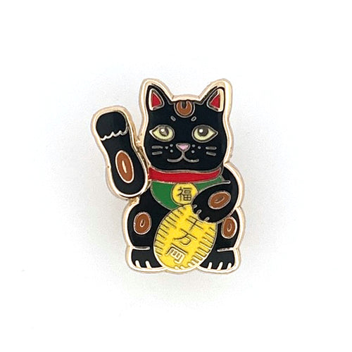 PINTRILL - Black Lucky Cat Pin - Main Image